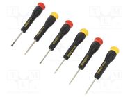 Kit: screwdrivers; precision; Phillips,slot; plastic box; 6pcs. STANLEY