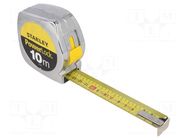 Measuring tape; L: 10m; Width: 25mm; metal; Class: II; yellow STANLEY