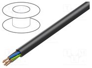 Wire; YKY; 5G6mm2; round; solid; Cu; PVC; black; 600V,1kV; 100m 