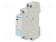Contactor: 2-pole installation; 25A; 230VAC; NC + NO; ESC HAGER