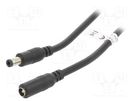 Cable; DC 5,5/2,5 plug,DC 5,5/2,5 socket; black; 3m; Shape: round Goobay
