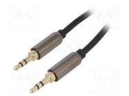 Cable; gold-plated; Jack 3.5mm 3pin plug,both sides; 1m; black 4CARMEDIA