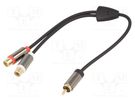 Cable; gold-plated; RCA socket x2,RCA plug; 0.2m; black; stereo 4CARMEDIA