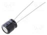 Capacitor: electrolytic; THT; 100uF; 16VDC; Ø6.3x7mm; Pitch: 2.5mm PANASONIC