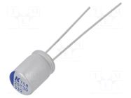 Capacitor: polymer; low ESR; 330uF; 2.5VDC; ESR: 12mΩ; A758; THT KEMET