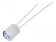 Capacitor: polymer; low ESR; 270uF; 6.3VDC; ESR: 20mΩ; A750; THT KEMET