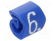 Markers; Marking: 6; 1.3÷3mm; PVC; blue; -30÷80°C; leaded; CLI C WEIDMÜLLER