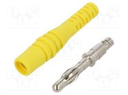 Connector: 4mm banana; plug; 32A; 30VAC; 60VDC; yellow; 2.5mm2 STÄUBLI