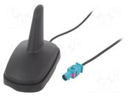 Antenna; SHARK; AM,FM; Fakra; black; 12VDC; RG174; with amplifier 4CARMEDIA