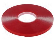 Tape: fixing; W: 12mm; L: 16.5m; Thk: 2mm; double-sided; acrylic IPT