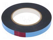 Tape: fixing; W: 15mm; L: 10m; Thk: 0.8mm; two-sided adhesive; black 