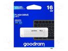 Pendrive; USB 2.0; 16GB; R: 20MB/s; W: 5MB/s; white; USB A GOODRAM