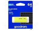 Pendrive; USB 2.0; 64GB; R: 20MB/s; W: 5MB/s; yellow; USB A GOODRAM