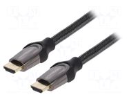 Cable; HDMI plug,both sides; PVC; textile; HDMI 2.0; 0.75m; black VENTION