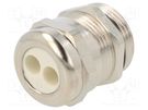 Cable gland; multi-hole; PG16; IP65; brass; Body plating: nickel HUMMEL