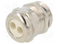 Cable gland; multi-hole; PG16; IP65; brass; Body plating: nickel HUMMEL