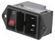 Connector: AC supply; socket; male; 10A; 250VAC; C14 (E); DD11 SCHURTER