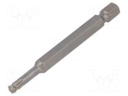 Screwdriver bit; spherical,Torx®; T25; 1/4"; Overall len: 70mm WIHA