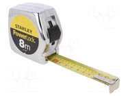 Measuring tape; L: 8m; Width: 25mm; metal; Class: II; yellow STANLEY