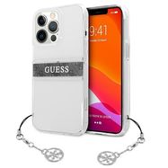 Guess GUHCP13LKB4GGR iPhone 13 Pro / 13 6,1" Transparent hardcase 4G Grey Strap Charm, Guess