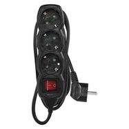 Extension Cord 1.5 m / 3 sockets / switch / black / PVC / 1 mm2, EMOS