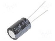Capacitor: electrolytic; THT; 510uF; 35VDC; Ø10x16mm; Pitch: 5mm PANASONIC