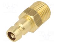 Connector; connector pipe,with valve; max.10bar; brass; Seal: FPM PNEUMAT
