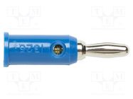 Plug; 4mm banana; 5A; 5kV; blue; Max.wire diam: 3mm; on cable; 1325 POMONA