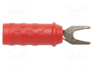 Connector: fork terminals; plug; 15A; red; Overall len: 47.24mm POMONA