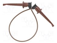 Test lead; 60VDC; 30VAC; 5A; clip-on hook probe,both sides; brown 