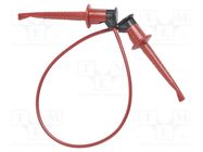 Test lead; 60VDC; 30VAC; 5A; clip-on hook probe,both sides; red 