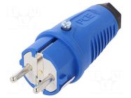 Connector: AC supply; male; plug; 2P+PE; 250VAC; 16A; for cable PCE