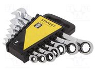 Wrenches set; combination spanner,with ratchet; 7pcs. STANLEY