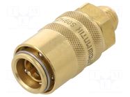 Quick connection coupling; straight,with valve; max.15bar PNEUMAT