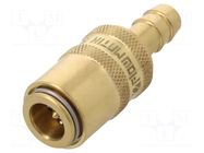 Quick connection coupling; straight,with valve; max.10bar PNEUMAT