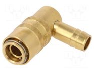 Quick connection coupling; angled 90°; max.15bar; brass; D: 13mm PNEUMAT