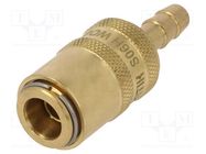 Quick connection coupling; straight; max.10bar; brass; Seal: FPM PNEUMAT