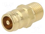 Connector; connector pipe,with valve; max.15bar; brass; Seal: FPM PNEUMAT