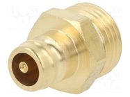 Connector; connector pipe,with valve; max.15bar; brass; Seal: FPM PNEUMAT