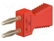 Connector: 2mm banana; stackable safety shunt; 10A; red; 30.4mm STÄUBLI