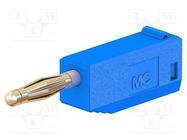 Plug; 2mm banana; 10A; 30VAC; 60VDC; blue; gold-plated; 0.5mm2 STÄUBLI