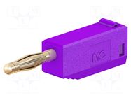 Connector: 2mm banana; plug; 10A; 30VAC; 60VDC; violet; gold-plated STÄUBLI