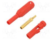 Connector: 2mm banana; socket; 38.2mm; red; soldered,crimped STÄUBLI