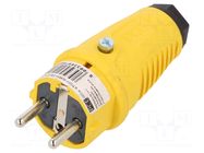 Connector: AC supply; male; plug; 2P+PE; 250VAC; 16A; Colour: yellow PCE
