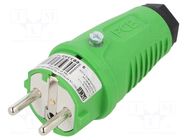 Connector: AC supply; male; plug; 2P+PE; 250VAC; 16A; Colour: green PCE