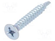 Screw; for metal; 3.5x25; Head: countersunk; Phillips; PH2; zinc BOSSARD