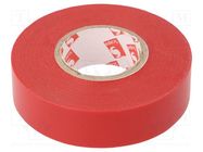 Tape: electrical insulating; W: 19mm; L: 25m; Thk: 0.15mm; red; 170% SCAPA