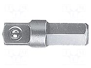 Adapter; Socket size-inch: 1/4"; Kind of socket: square; 3/8" WIHA