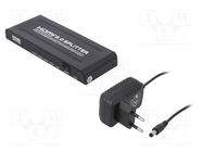 Splitter; HDMI 2.0; black; Input: DC socket,HDMI socket QOLTEC