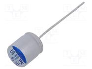 Capacitor: polymer; low ESR; 820uF; 6.3VDC; ESR: 13mΩ; A758; THT KEMET